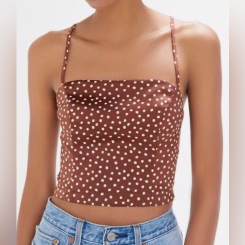 Urban Outfitters Brown Polka Dot Satin Camisole